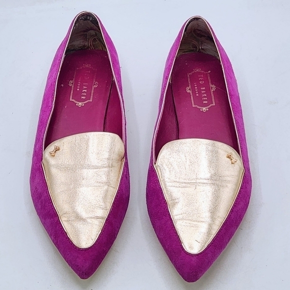Ted Baker London Oleshky Magenta And Gold Pointy Toe Flats Size 40, 9.5 - Picture 5 of 16